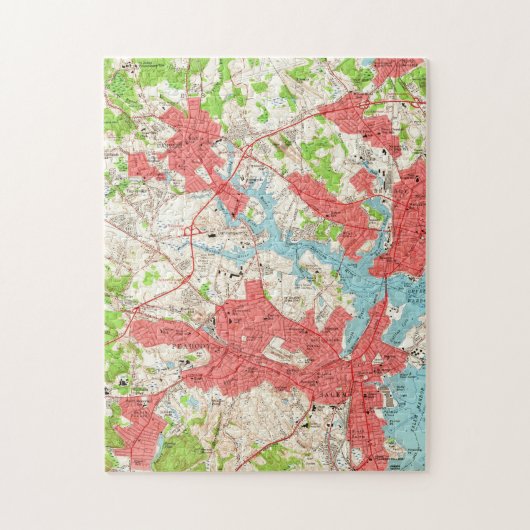 サレムマサチューセッツ(1956年)のヴィンテージの地図 ジグソーパズル (縦)