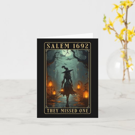 サレム1692彼ら恋しく思は1ハロウィーンの魔女 カード (黄色い花)