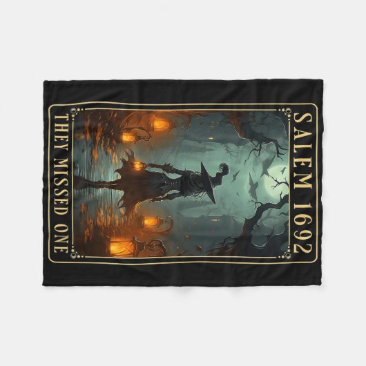 サレム1692彼ら恋しく思は1ハロウィーンの魔女 フリースブランケット (正面(横))