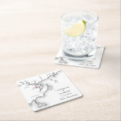 サレムMAマップエレガント白黒結婚式の引き出物 スクエアペーパーコースター (インサイチュ)