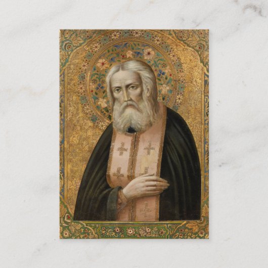 サロフ正統祈りの言葉カードの聖セラピム プレイスカード (正面)