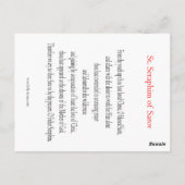 サロフ祈りの言葉カードの聖セラピム ポストカード (裏面)