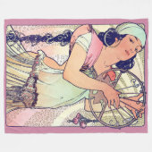 サロメアルフォンスミュシャ フリースブランケット (正面(横))