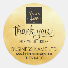 サロンありがとう金ゴールドブラックあなたのロゴを追加 ラウンドシール