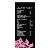 サロンとスパの価格表とラック・カード ラックカード (裏面)