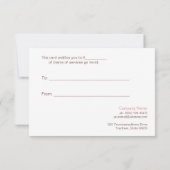 サロンとスパフェイク金ゴールドリーフルックギフト証明書 (裏面)