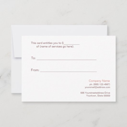 サロンとスパフェイク金ゴールドリーフルックギフト証明書 (裏面)