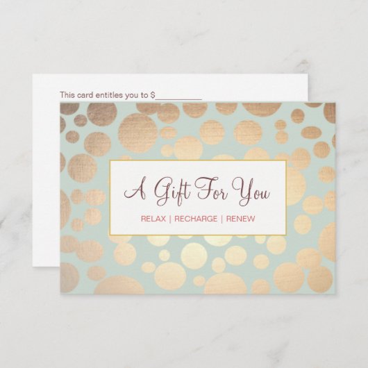 サロンとスパフェイク金ゴールドリーフルックギフト証明書 (正面/裏面)