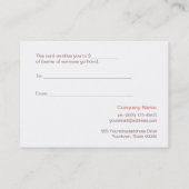 サロンとスパフェイク金ゴールドリーフルックギフト証明書 割引カード (裏面)