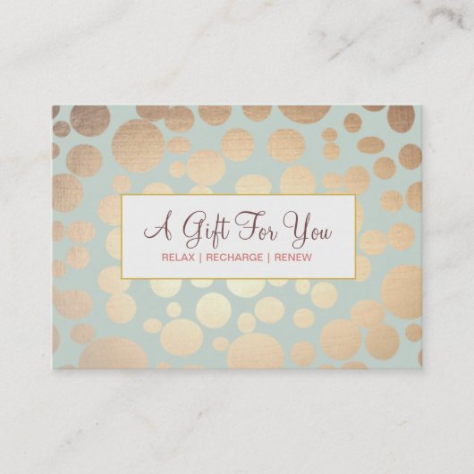 サロンとスパフェイク金ゴールドリーフルックギフト証明書 割引カード (正面)