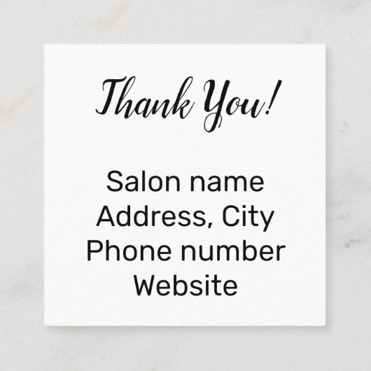 サロンとスパ促進 スクエア名刺 (裏面)