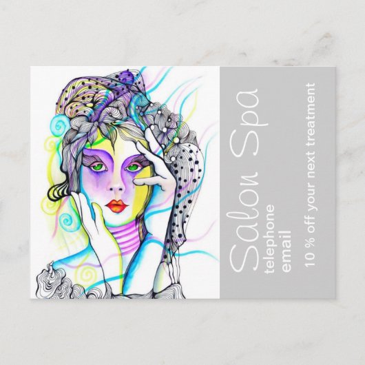 サロンとスパ広告の ポストカード (正面)