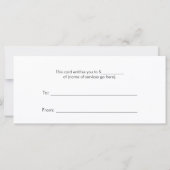 サロンとスパ金ゴールド円ギフト証明書 (裏面)