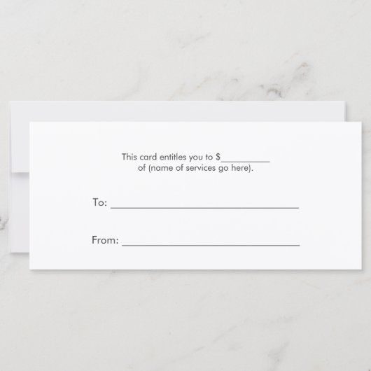 サロンとスパ金ゴールド円ギフト証明書 (裏面)