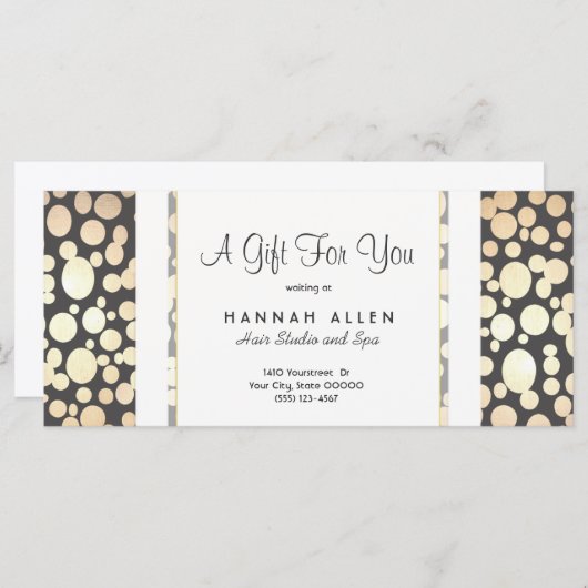 サロンとスパ金ゴールド円ギフト証明書 (正面/裏面)