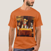サロンに乗った犬 Tシャツ (正面)