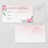 サロンのアポイントメントのメモの水彩画の花柄 予約カード (正面/裏面)