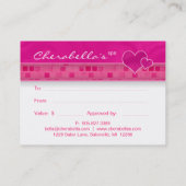 サロンのギフトカードスパのバレンタインデーのハートのブーツPin 割引カード (裏面)