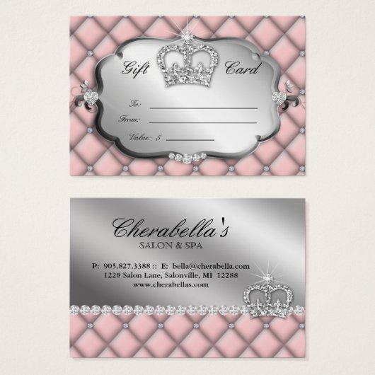 サロンのギフトカード房状のダイヤモンドの王冠 (正面&裏面)