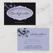 サロンのギフト券のスパの花の紫色の黒 割引カード (正面/裏面)