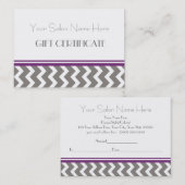 サロンのギフト券紫色の灰色のシェブロン 割引カード (正面/裏面)