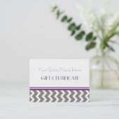 サロンのギフト券紫色の灰色のシェブロン 割引カード (スタンド正面)