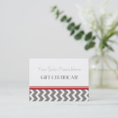 サロンのギフト券赤い灰色のシェブロン 割引カード (スタンド正面)