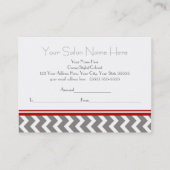 サロンのギフト券赤い灰色のシェブロン 割引カード (裏面)