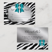 サロンのスパのギフトカードバレンタインのシマウマの銀の青 割引カード (正面/裏面)