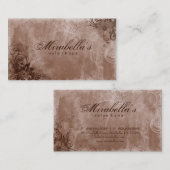 サロンのスパの名刺のグランジなブラウン花のベージュ色 名刺 (正面/裏面)