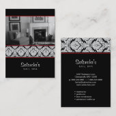 サロンのスパの名刺のダマスク織のテンプレートの黒 名刺 (正面/裏面)