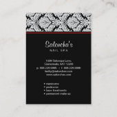 サロンのスパの名刺のダマスク織のテンプレートの黒 名刺 (裏面)