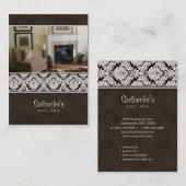 サロンのスパの名刺のダマスク織のテンプレートブラウン 名刺 (正面/裏面)