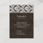 サロンのスパの名刺のダマスク織のテンプレートブラウン 名刺 (裏面)