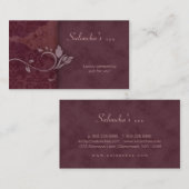サロンのスパの名刺のバーガンディの赤はダマスク織を老化させました 名刺 (正面/裏面)
