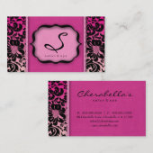サロンのスパの名刺のピンクのダマスク織の花柄 名刺 (正面/裏面)
