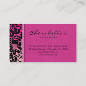 サロンのスパの名刺のピンクのダマスク織の花柄 名刺 (裏面)