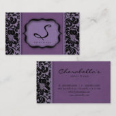 サロンのスパの名刺の紫色のダマスク織の花柄 名刺 (正面/裏面)