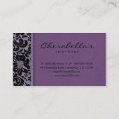 サロンのスパの名刺の紫色のダマスク織の花柄 名刺 (裏面)