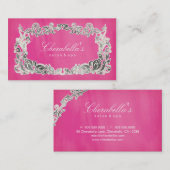 サロンのスパの名刺の花のピンクの銀 名刺 (正面/裏面)