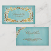 サロンのスパの名刺の花の青い金ゴールド 名刺 (正面/裏面)