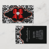 サロンのスパの名刺の赤いダマスク織のハートの宝石 名刺 (正面/裏面)