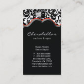 サロンのスパの名刺の赤いダマスク織のハートの宝石 名刺 (裏面)