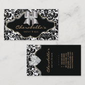 サロンのスパの名刺の金ゴールドの宝石の弓ダマスク織 名刺 (正面/裏面)