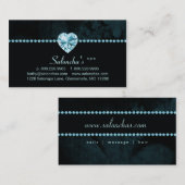 サロンのスパの名刺の青いハートのラインストーン 名刺 (正面/裏面)