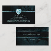 サロンのスパの名刺の青いハートのラインストーン 名刺 (正面/裏面)