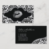 サロンのスパの名刺の黒の銀の唇 名刺 (正面/裏面)