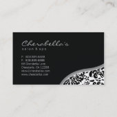 サロンのスパの名刺の黒の銀の唇 名刺 (裏面)