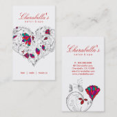 サロンのスパの花のハートの赤のカラフル 名刺 (正面/裏面)