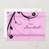 サロンのスパの花の郵便はがきの招待状の水を含んだピンク インビテーションポストカード (正面/裏面)